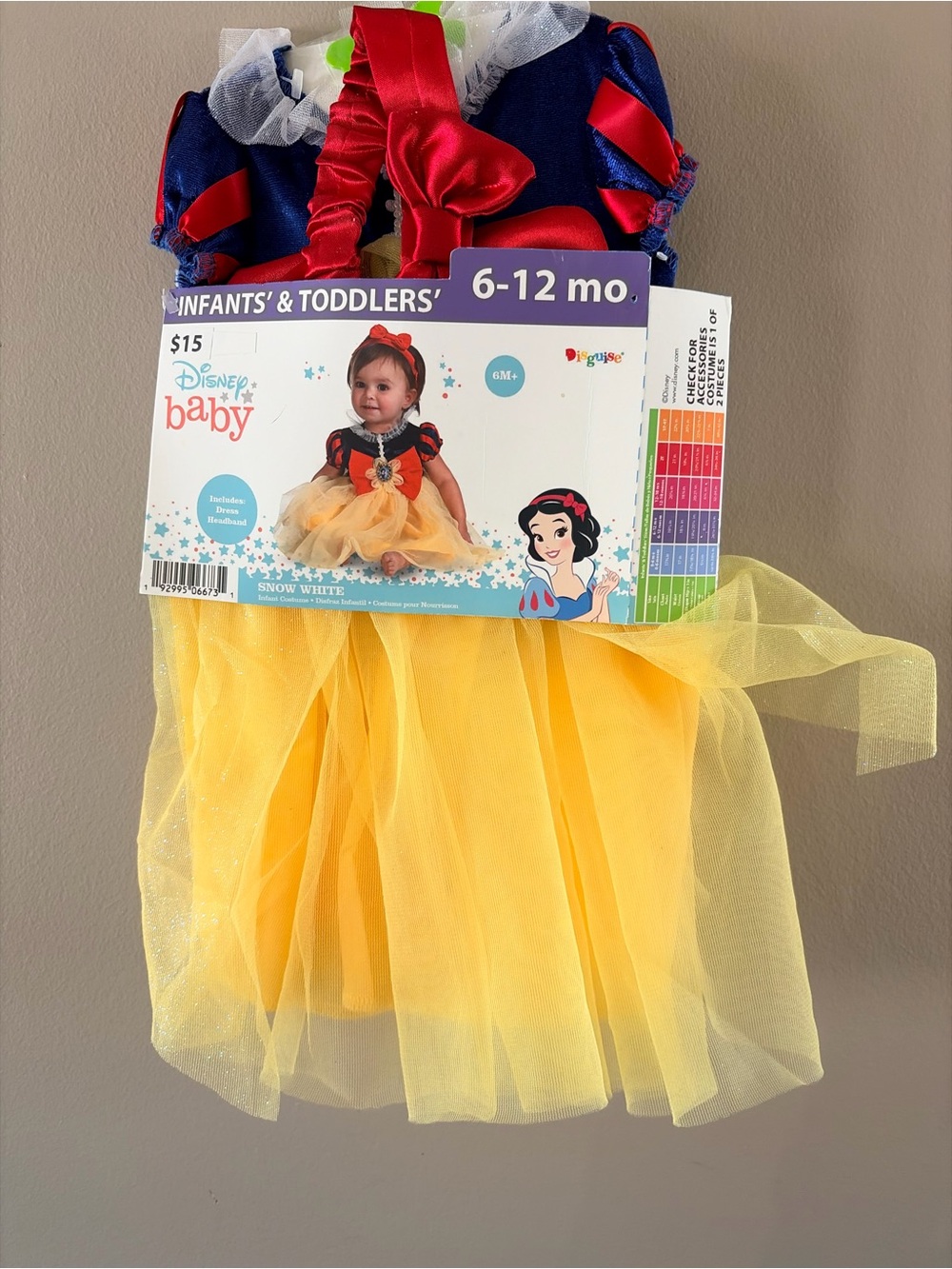 Disney Snow White Baby Costume Yellow Blue Red